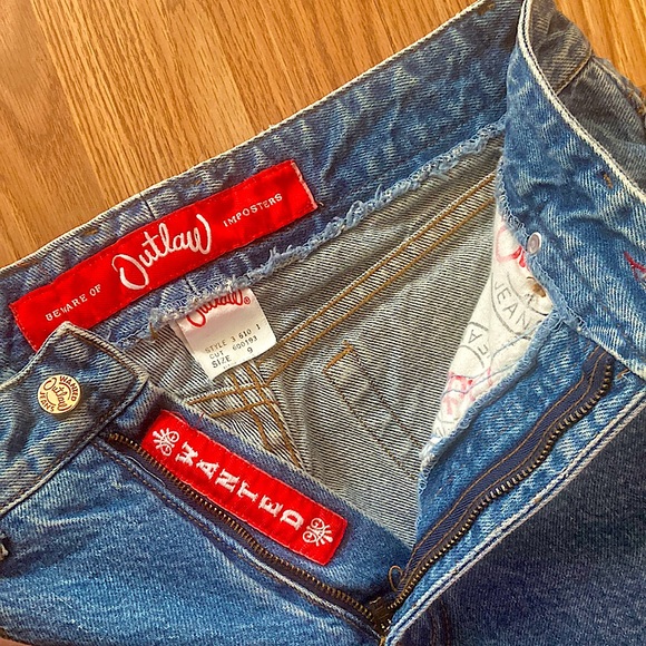 Beware Of Outlaw Imposters, Vintage Blue Mom Jeans. Women’s Size 9, Wanted Jeans - Picture 2 of 8